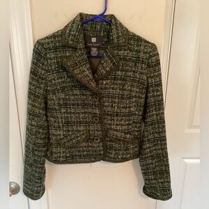 Coldwater Creek Olive Tweed Blazer